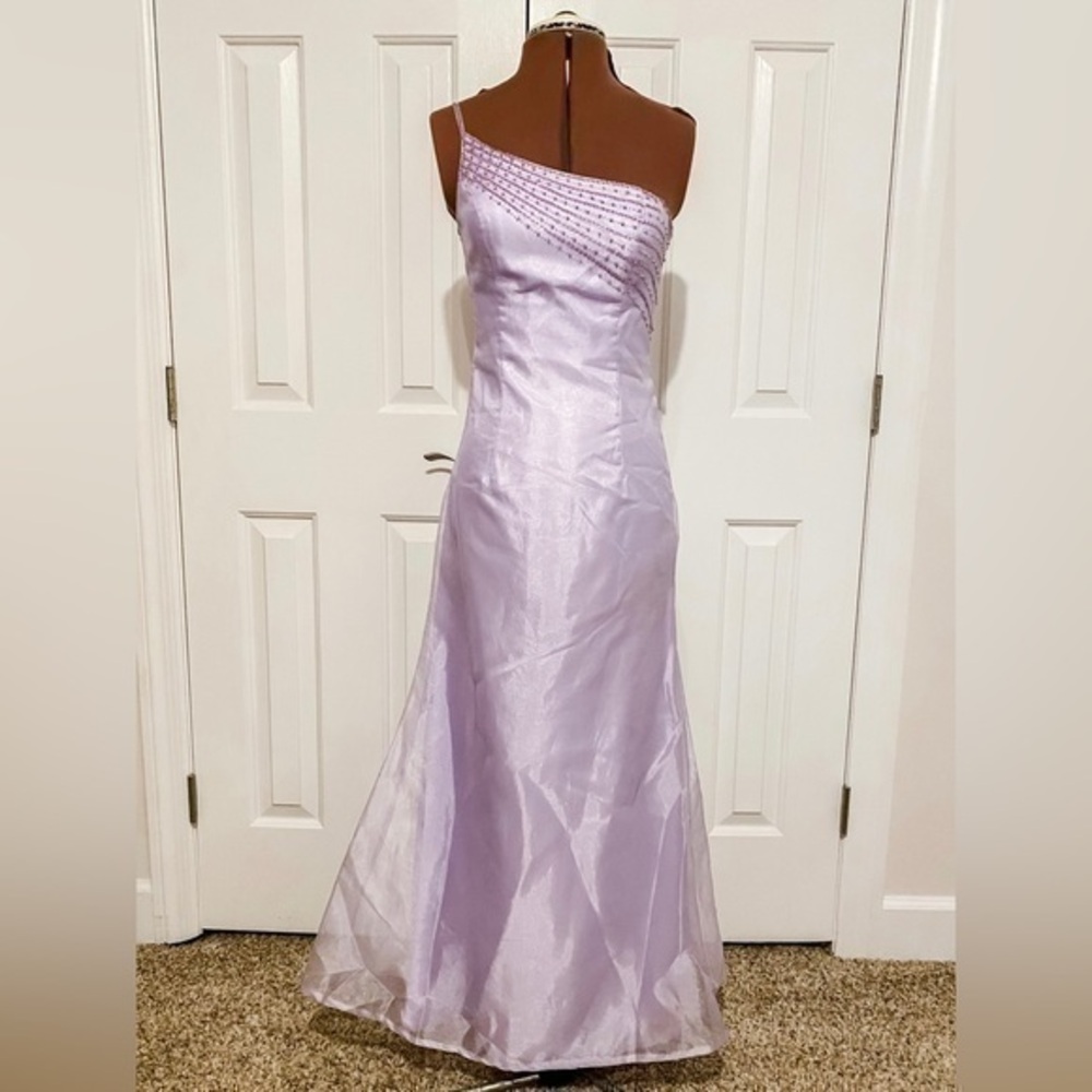 Studio 17 purple long one shoulder prom dress
